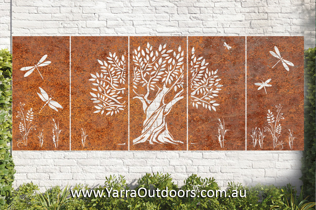 TREE 5 Panels CORTEN Steel / Powder Coated Decorative Wall Panel