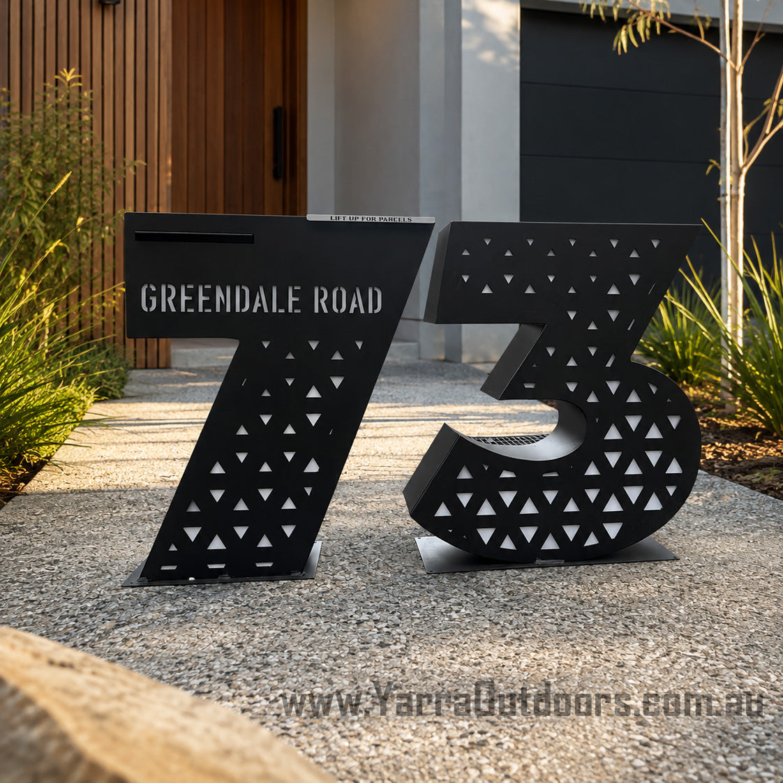 Custom 3D Laser Cut Letterbox – Modern Freestanding House Number Mailbox