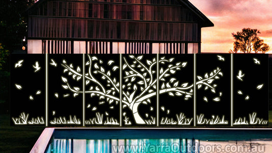 7 Panels Tree and bird Design -Decorative Screens and Privacy Screens