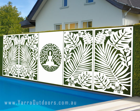 5 Panels - Buddha CORTEN Steel / Powder Coated Decorative Wall Panel