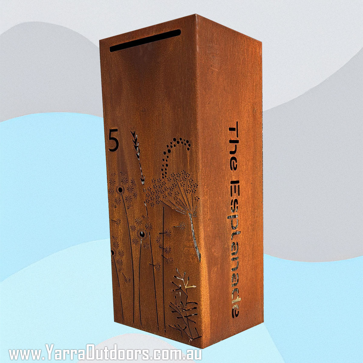 Custom Corten Steel Letterbox | Laser Cut Mailbox 900×400×300 mm