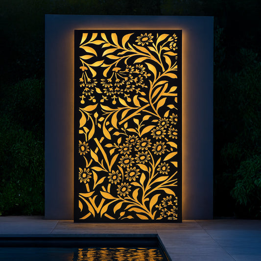 Daisy Grove Panel - CORTEN Steel / Powder Coated Decorative Wall Panel