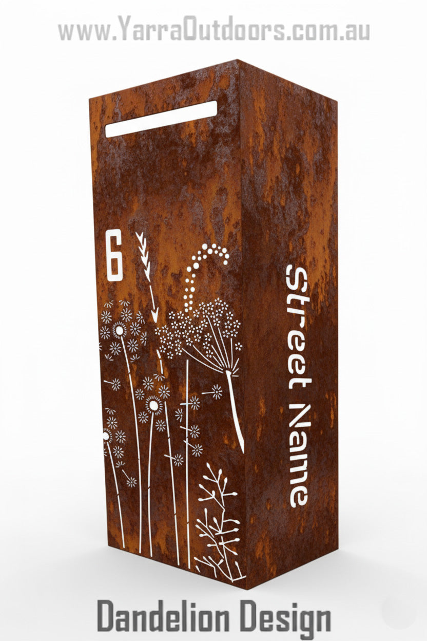 Custom Corten Steel Letterbox | Laser Cut Mailbox 900×400×300 mm