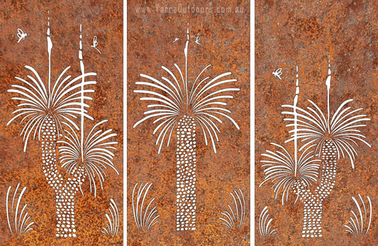 Grass Tree 3 panels - CORTEN Steel / Powder Coated Decorative Wall Panel