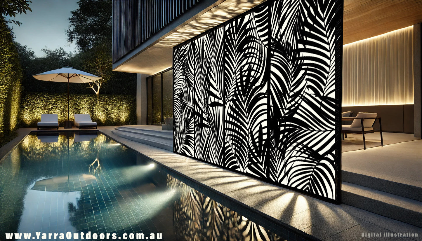 Palms 4 Panels - CORTEN Steel / Powder Coated Decorative Wall Panel