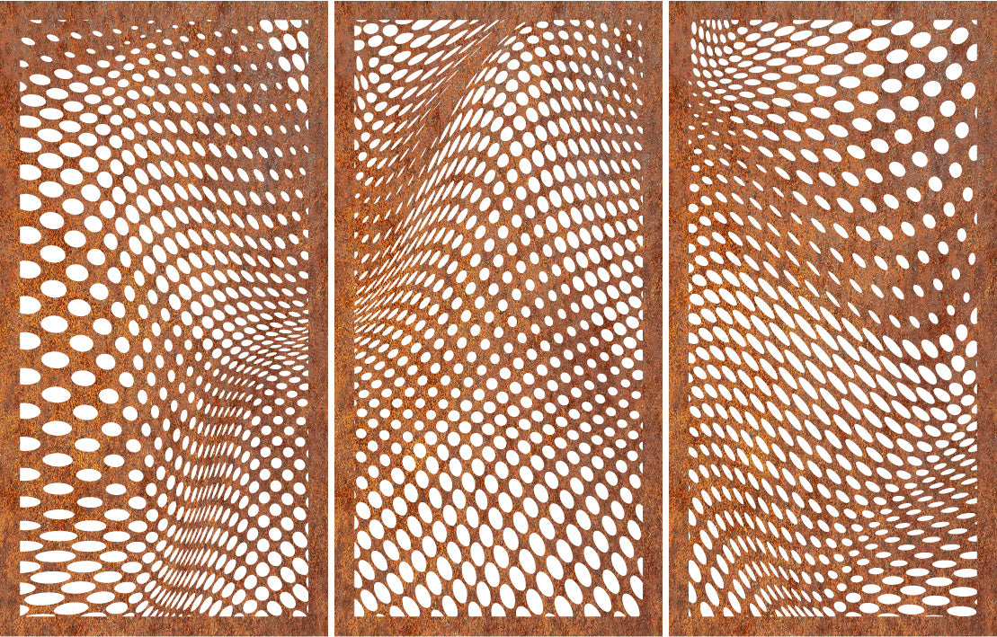 Wave Illusion 3 panels - CORTEN Steel / Powder Coated Decorative Wall Panel