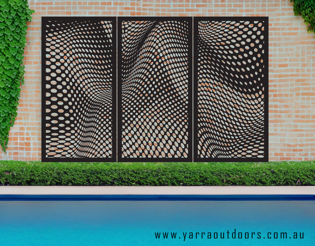 Wave Illusion 3 panels - CORTEN Steel / Powder Coated Decorative Wall Panel