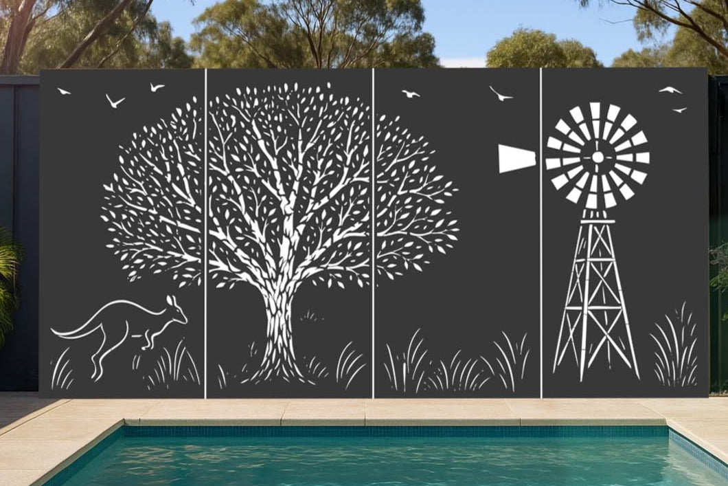 Outback Harmony – 4 Panel Decorative Laser Cut Screen