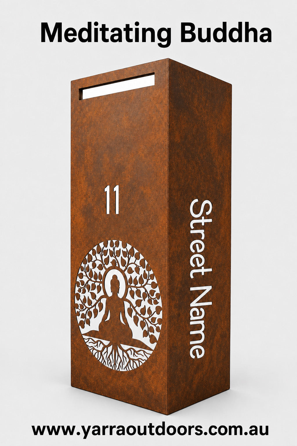 Custom Corten Steel Letterbox | Laser Cut Mailbox 900×400×300 mm