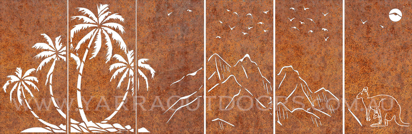 6 Panels Coconut Tree Design -Decorative Screens and Privacy Screens