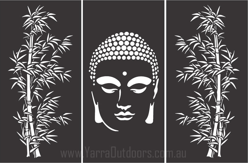 Buddha with Bamboo Trees - CORTEN Steel / Powder Coated Decorative Wall Panel