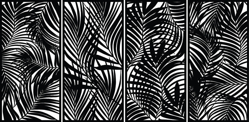 Palms 4 Panels - CORTEN Steel / Powder Coated Decorative Wall Panel