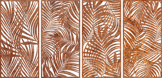 Palms 4 Panels - CORTEN Steel / Powder Coated Decorative Wall Panel