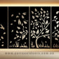 Tree & Birds 4 panels - CORTEN Steel / Powder Coated Decorative Wall Panel