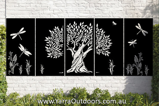 TREE 5 Panels CORTEN Steel / Powder Coated Decorative Wall Panel