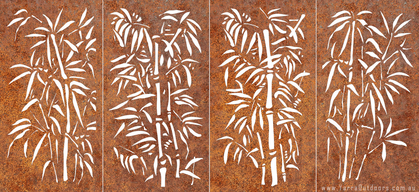 Bamboo 4 panels - CORTEN Steel / Powder Coated Decorative Wall Panel
