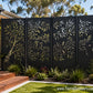 Bushland Harmony four panel Australian laser cut screen featuring native birds, gum tree branches and eucalyptus foliage