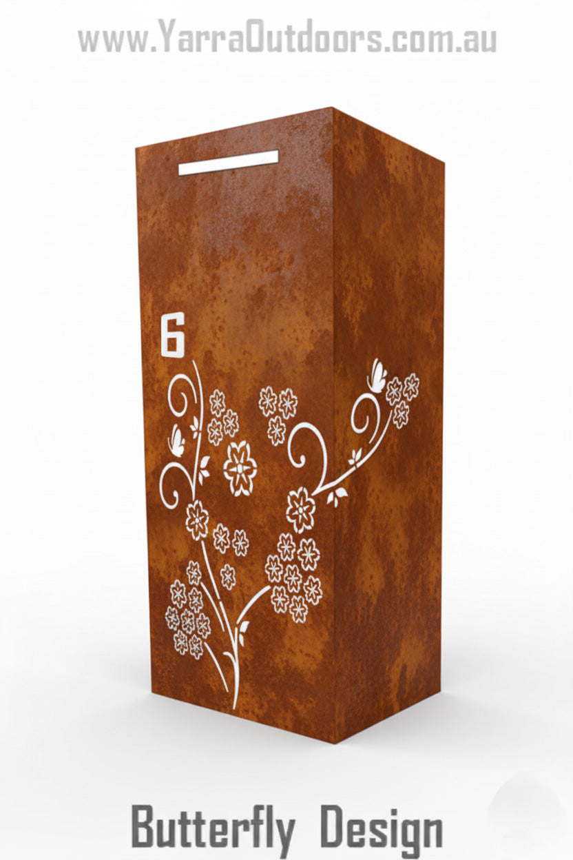 Custom Corten Steel Letterbox | Laser Cut Mailbox 900×400×300 mm