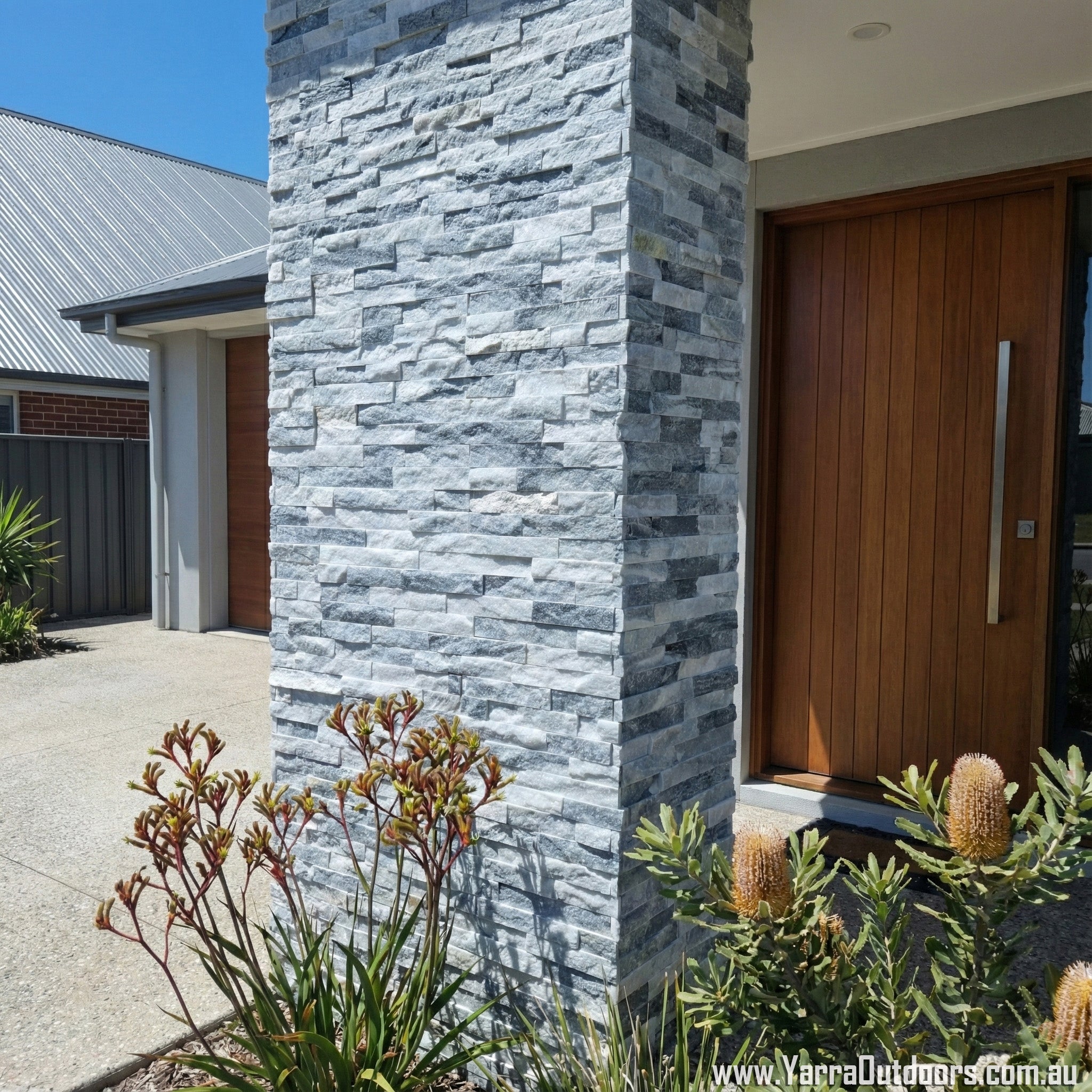 Cloudy White Stack Stone Panel | Natural Wall Cladding Yarra Outdoors