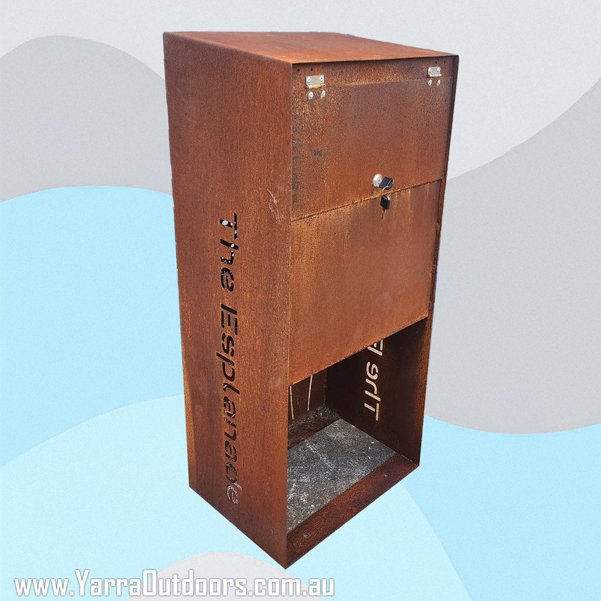 Custom Corten Steel Letterbox | Laser Cut Mailbox 900×400×300 mm