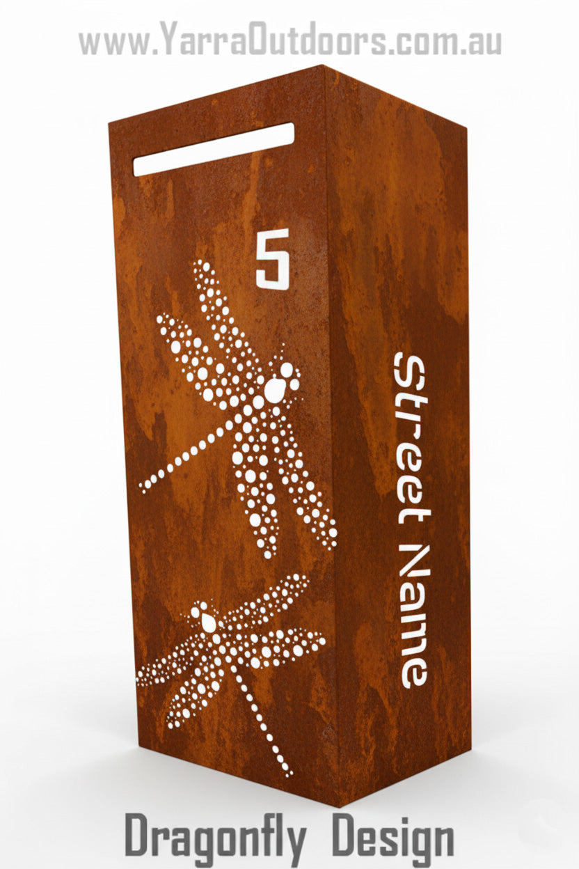 Custom Corten Steel Letterbox | Laser Cut Mailbox 900×400×300 mm
