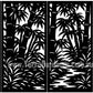 Forest Retreat four panel laser cut privacy screen with bamboo inspired forest design
