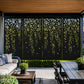 Garden Falls 4 panel floral laser cut privacy screen installed in a modern Australian pergola with warm evening lighting
