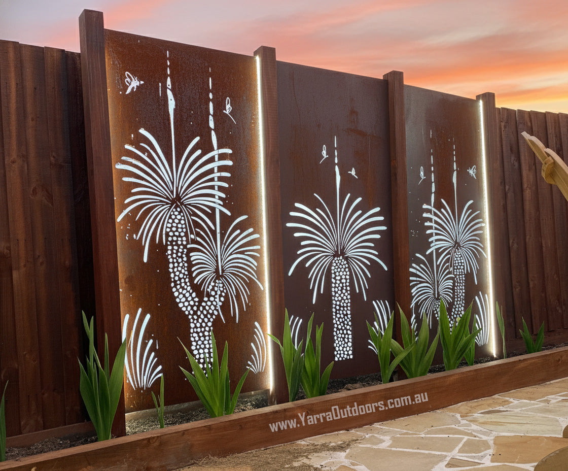 Grass Tree 3 panels - CORTEN Steel / Powder Coated Decorative Wall Panel