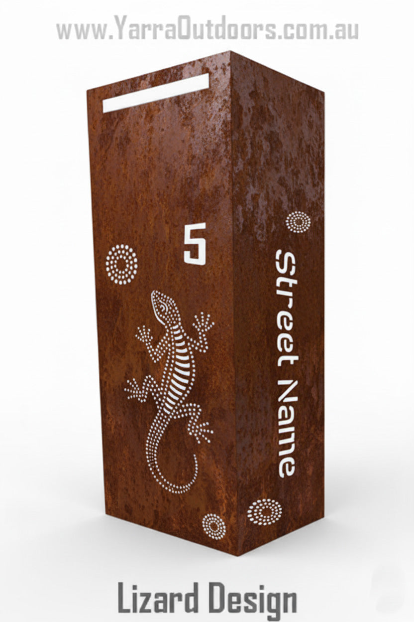 Custom Corten Steel Letterbox | Laser Cut Mailbox 900×400×300 mm