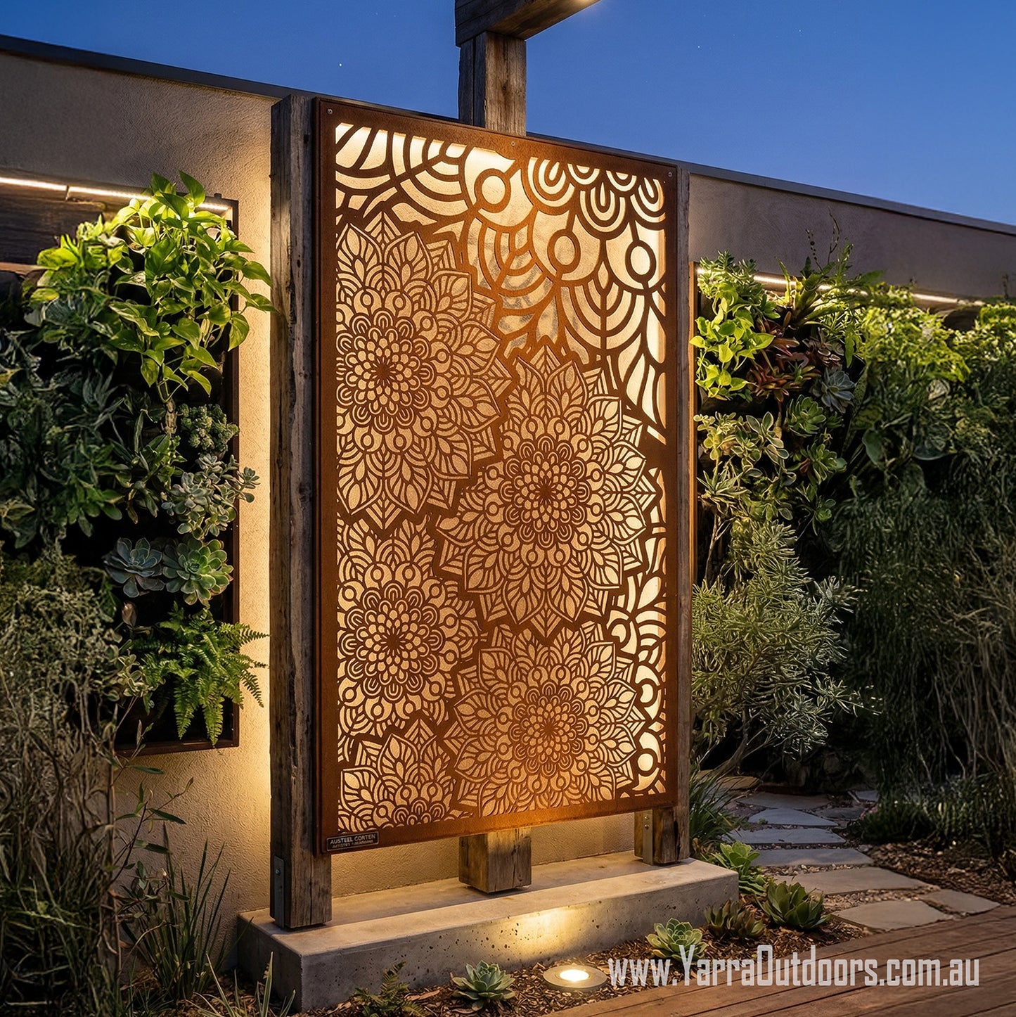 Mandala Floral - CORTEN Steel / Powder Coated Decorative Wall Panel