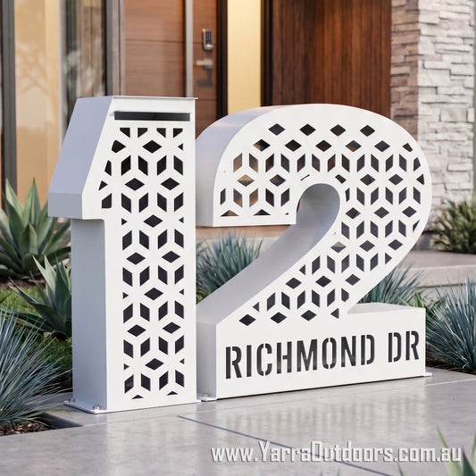 Custom 3D Laser Cut Letterbox – Modern Freestanding House Number Mailbox