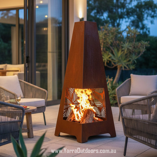 Palm Fire Pit  Chiminea -750mm x 750mm Base | 1500m High
