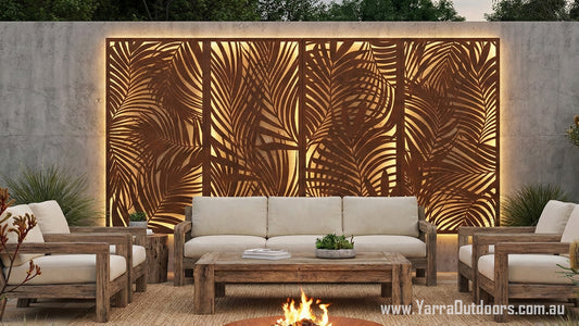 Palms 4 Panels - CORTEN Steel / Powder Coated Decorative Wall Panel