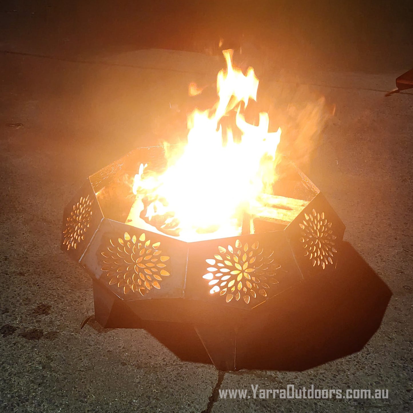 Wattle Bloom Corten Steel Firepit - 750 x 750 x 450mm