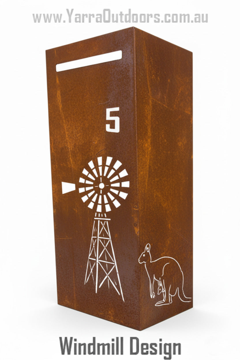 Custom Corten Steel Letterbox | Laser Cut Mailbox 900×400×300 mm