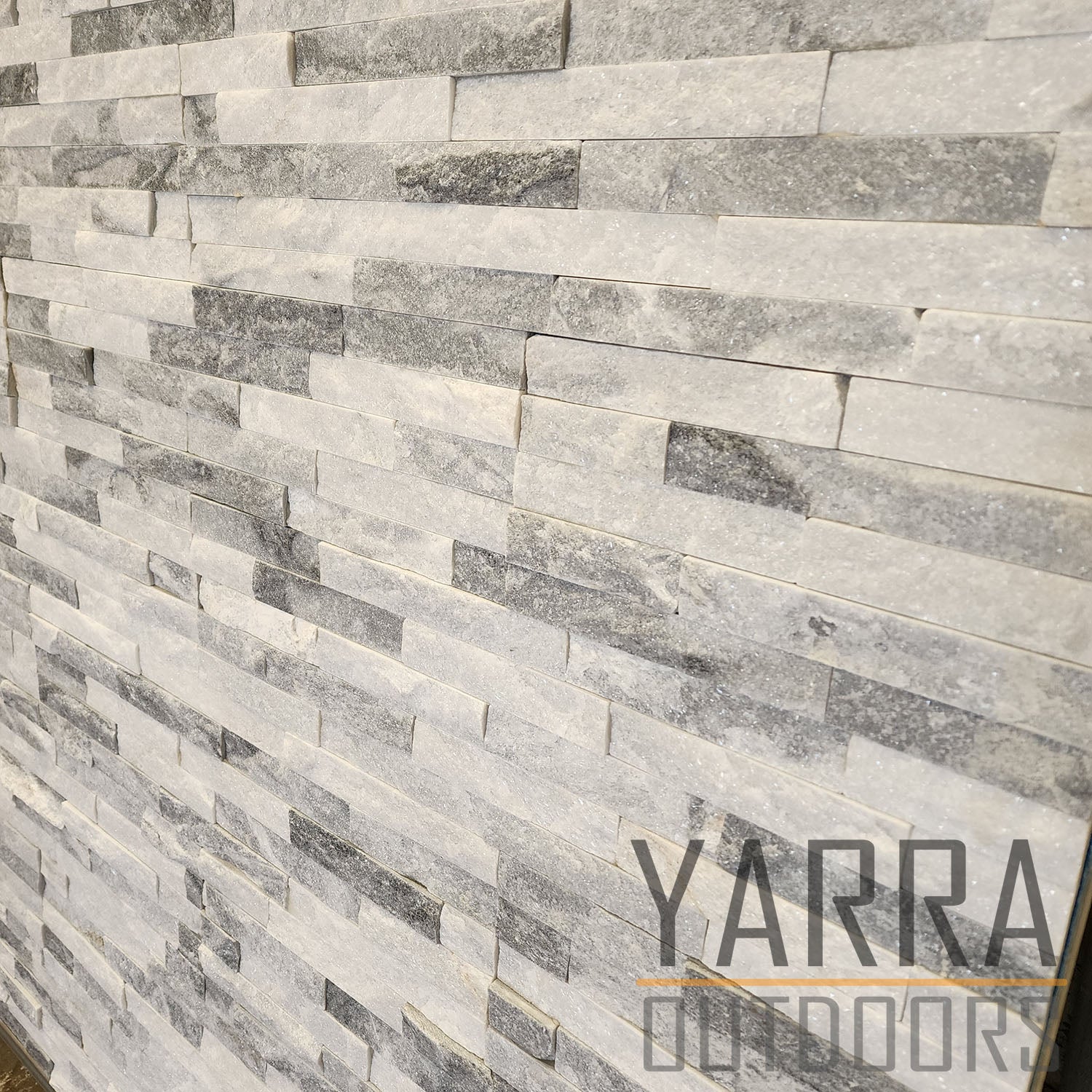 Cloudy White Stack Stone Panel | Natural Wall Cladding Yarra Outdoors