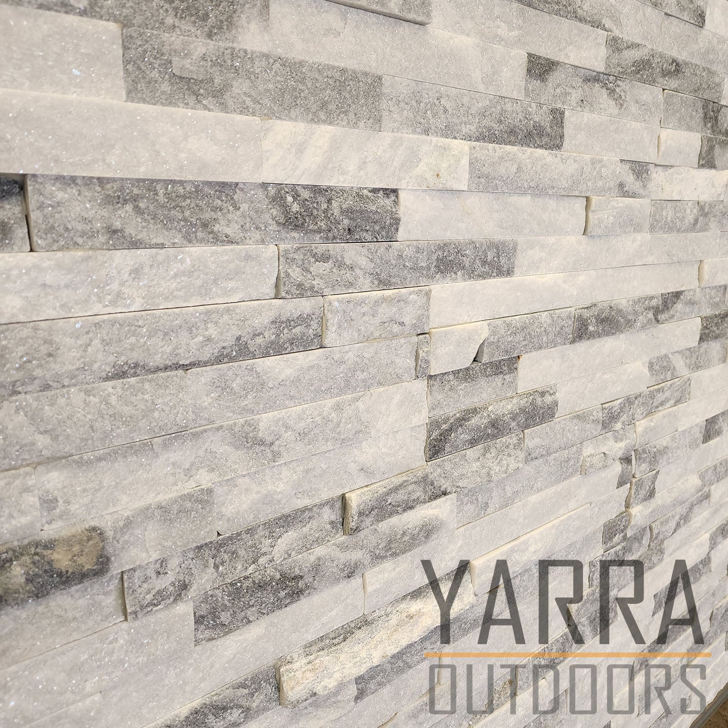 Cloudy White Stack Stone Panel | Natural Wall Cladding Yarra Outdoors