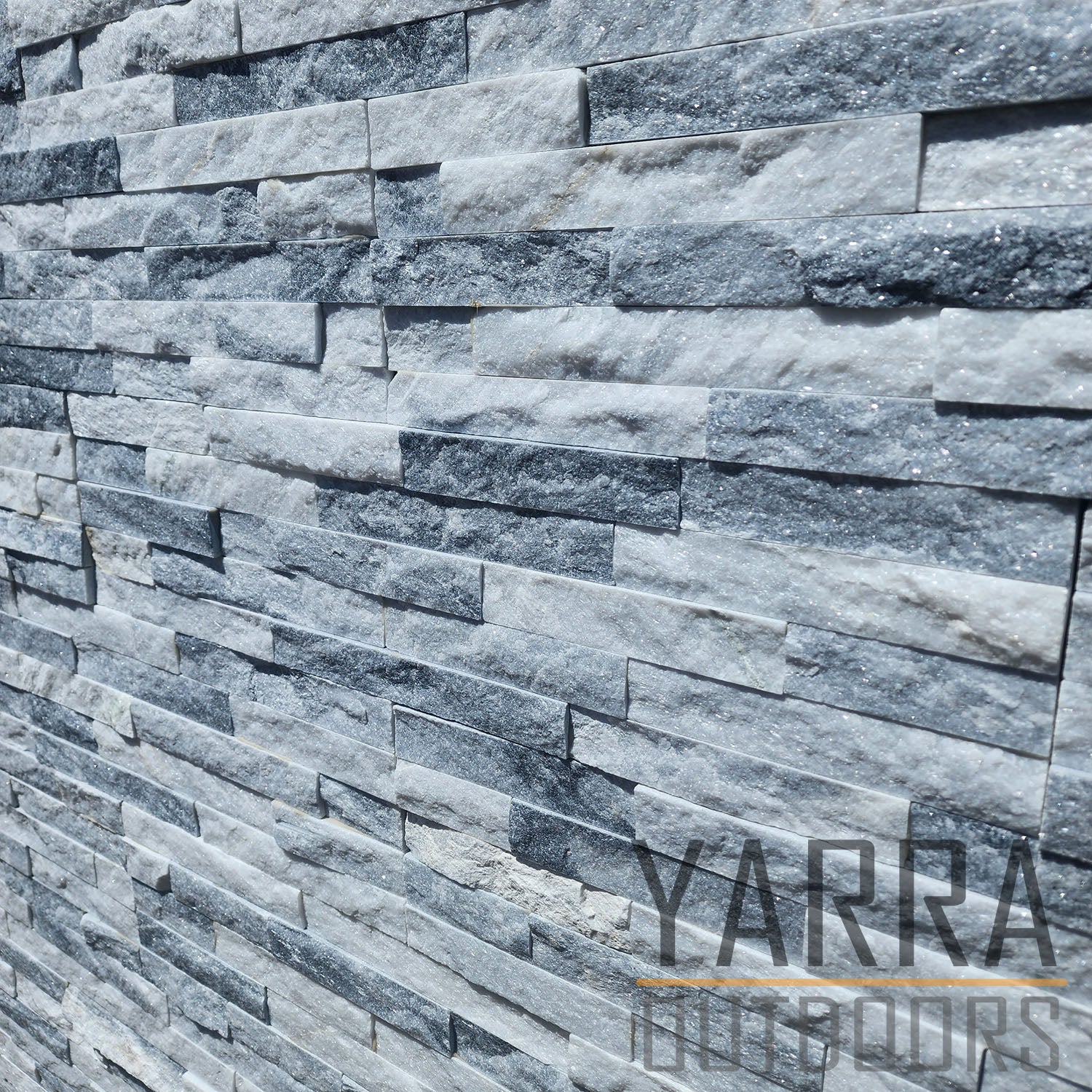 Cloudy White Stack Stone Panel | Natural Wall Cladding Yarra Outdoors