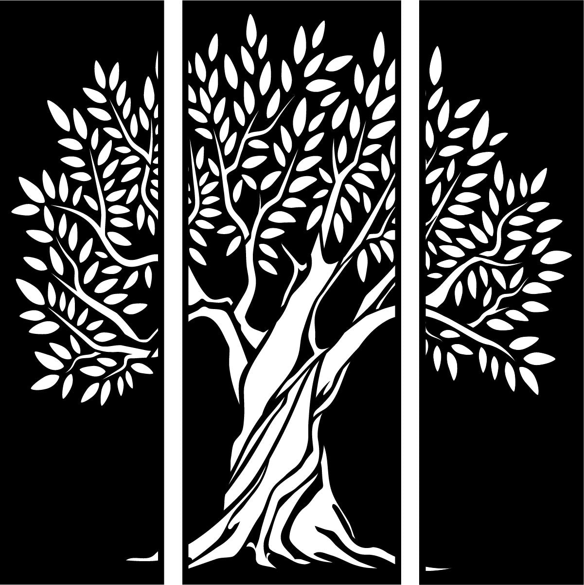 Tree 3 panels - CORTEN Steel / Powder Coated Decorative Wall Panel